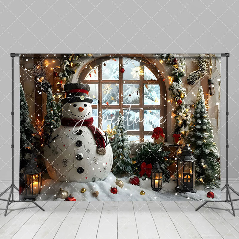 Aperturee - Aperturee Indoor Snowman Oil Lamp Window Christmas Backdrop