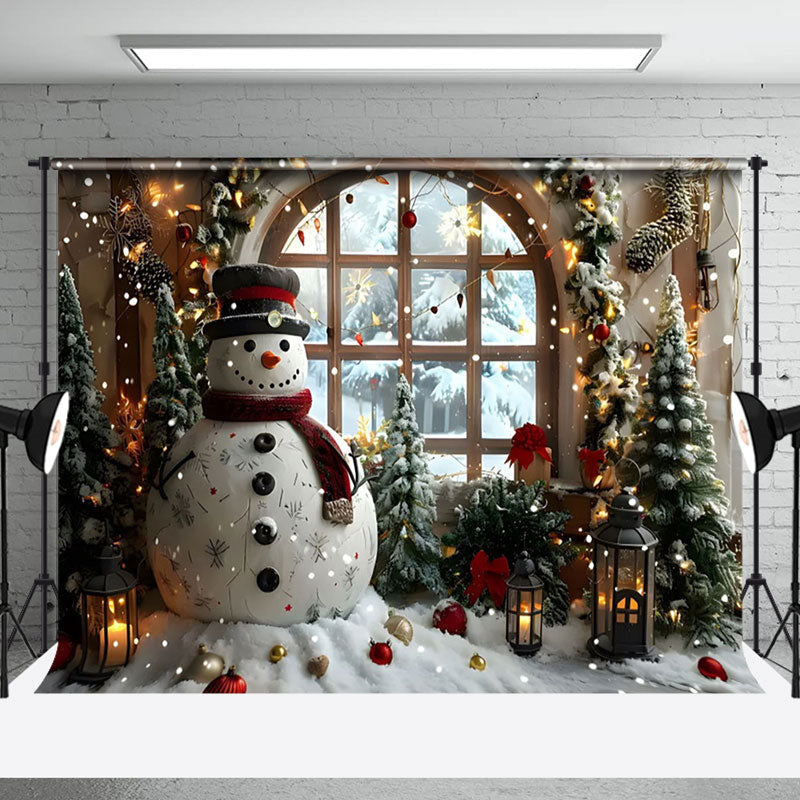 Aperturee - Aperturee Indoor Snowman Oil Lamp Window Christmas Backdrop