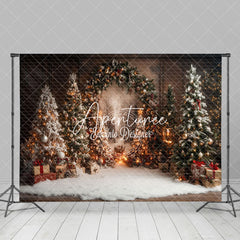 Aperturee - Aperturee Indoor Winter Christmas Trees Backdrop For Photography