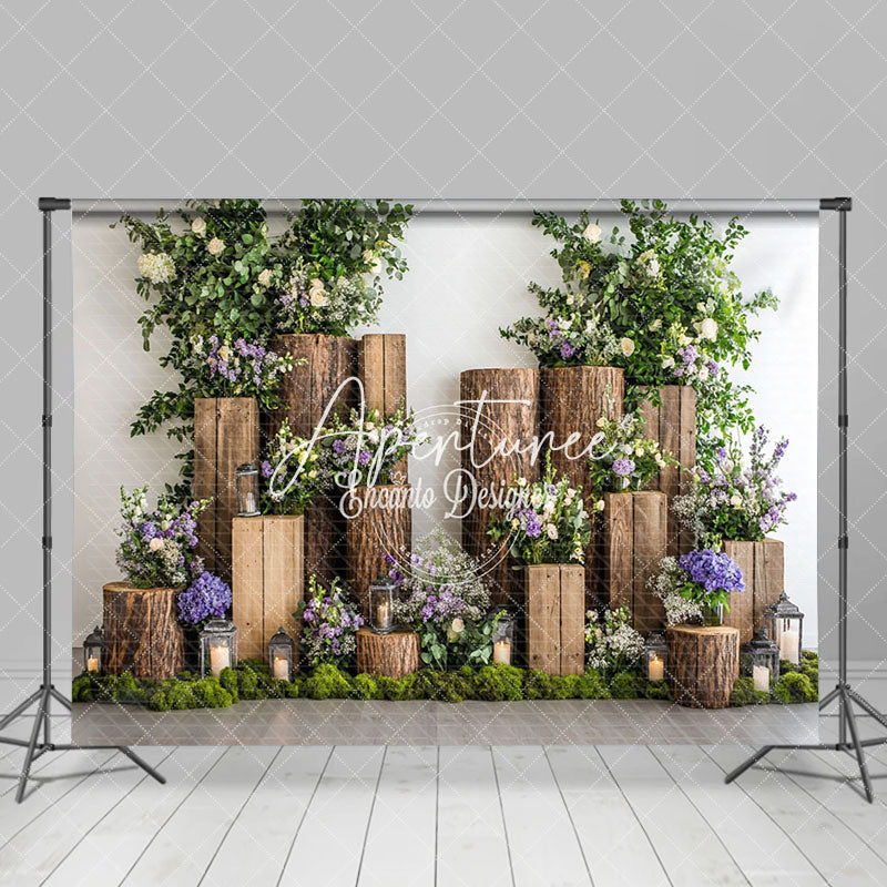 Aperturee - Aperturee Indoor Wooden Stake Potted Plant Spring Backdrop