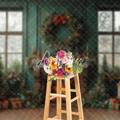 Aperturee - Aperturee Indoor Xmas Tree Fireplace Window Christmas Backdrop