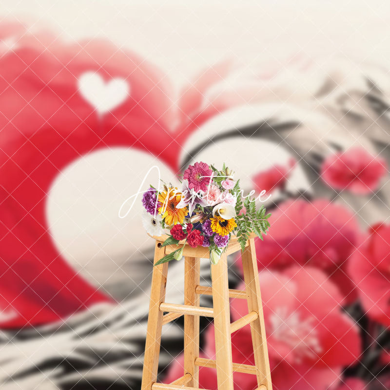 Aperturee - Aperturee Ink Painted Red Floral Love Fine Art Photo Backdrop