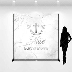 Aperturee - Aperturee Ink Pattern Cross Custom Name Baby Shower Backdrop