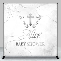 Aperturee - Aperturee Ink Pattern Cross Custom Name Baby Shower Backdrop