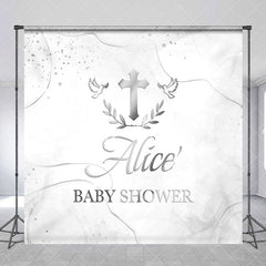 Aperturee - Aperturee Ink Pattern Cross Custom Name Baby Shower Backdrop