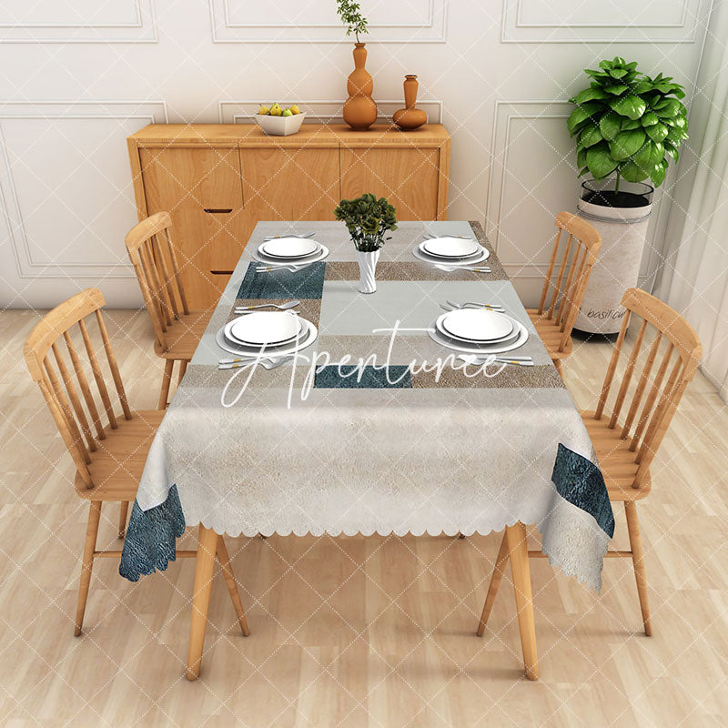 Aperturee - Aperturee Irregular Pattern Grey Rectangle Tablecloth For Home