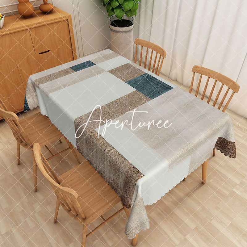 Aperturee - Aperturee Irregular Pattern Grey Rectangle Tablecloth For Home