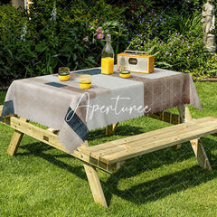 Aperturee - Aperturee Irregular Pattern Grey Rectangle Tablecloth For Home