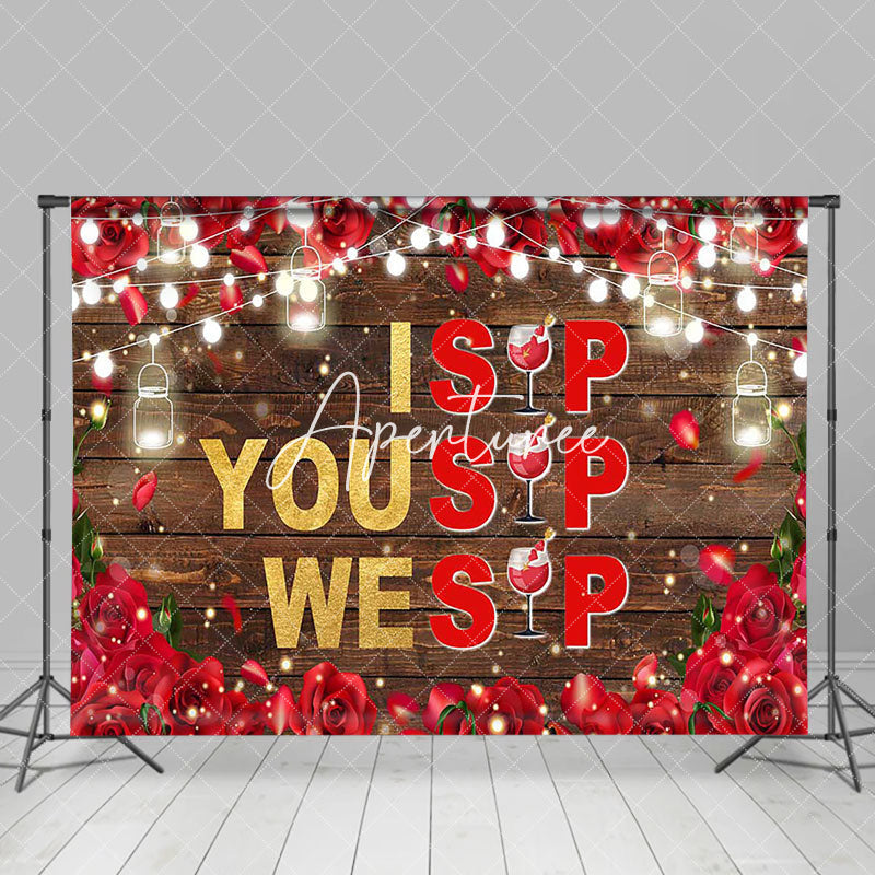 Aperturee - Aperturee Isip Yousip Wesip Rose Wood Galentines Day Backdrop