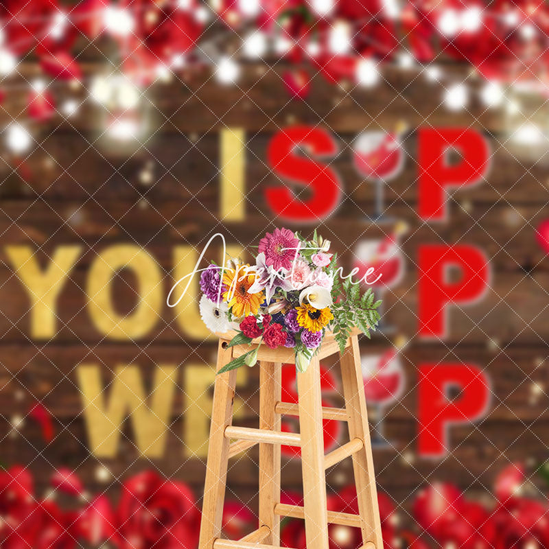 Aperturee - Aperturee Isip Yousip Wesip Rose Wood Galentines Day Backdrop