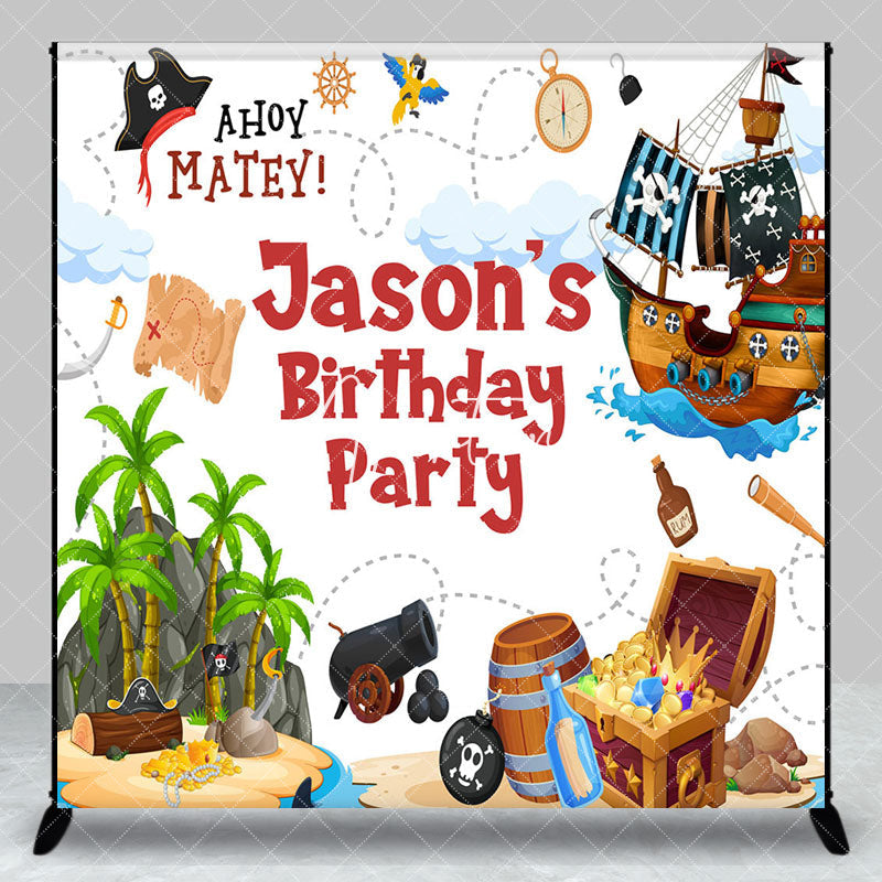 Aperturee - Aperturee Island Pirate Custom Name Birthday Party Backdrop