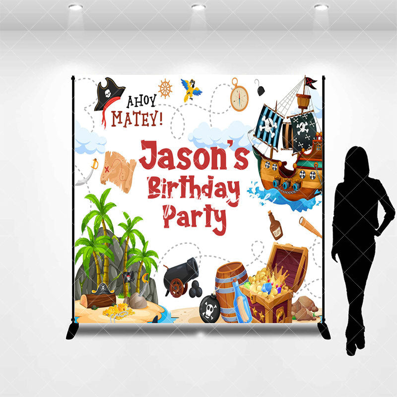 Aperturee - Aperturee Island Pirate Custom Name Birthday Party Backdrop