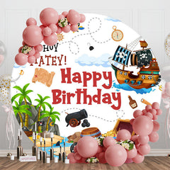 Aperturee - Aperturee Island Treasure Pirate Ship Round Birthday Backdrop