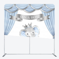 Aperturee - Aperturee Its A Boy Elephant Fabric Backdrop Cover for Baby Shower