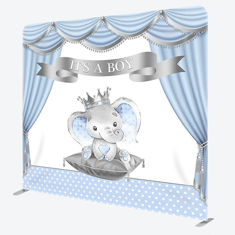 Aperturee - Aperturee Its A Boy Elephant Fabric Backdrop Cover for Baby Shower