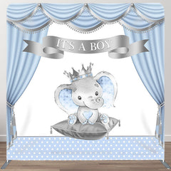 Aperturee - Aperturee Its A Boy Elephant Fabric Backdrop Cover for Baby Shower