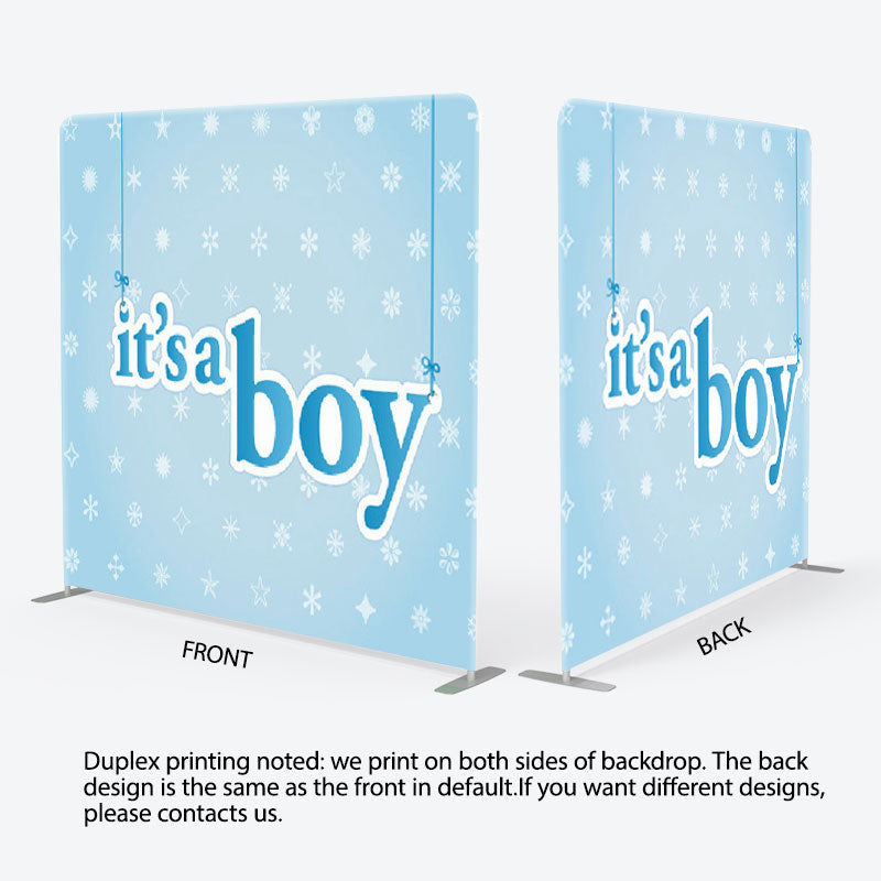 Aperturee - Aperturee Its A Boy Stars Pattern Blue Baby Shower Backdrop