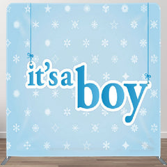 Aperturee - Aperturee Its A Boy Stars Pattern Blue Baby Shower Backdrop