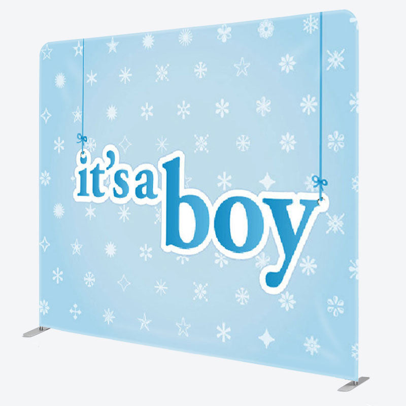 Aperturee - Aperturee Its A Boy Stars Pattern Blue Baby Shower Backdrop