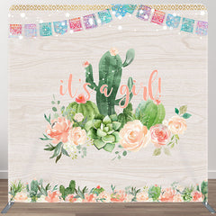 Aperturee - Aperturee Its A Girl Flower Fabric Backdrop Cover for Baby Shower