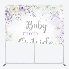 Aperturee - Aperturee Its Cold Snowflake Fabric Backdrop Cover for Baby Shower