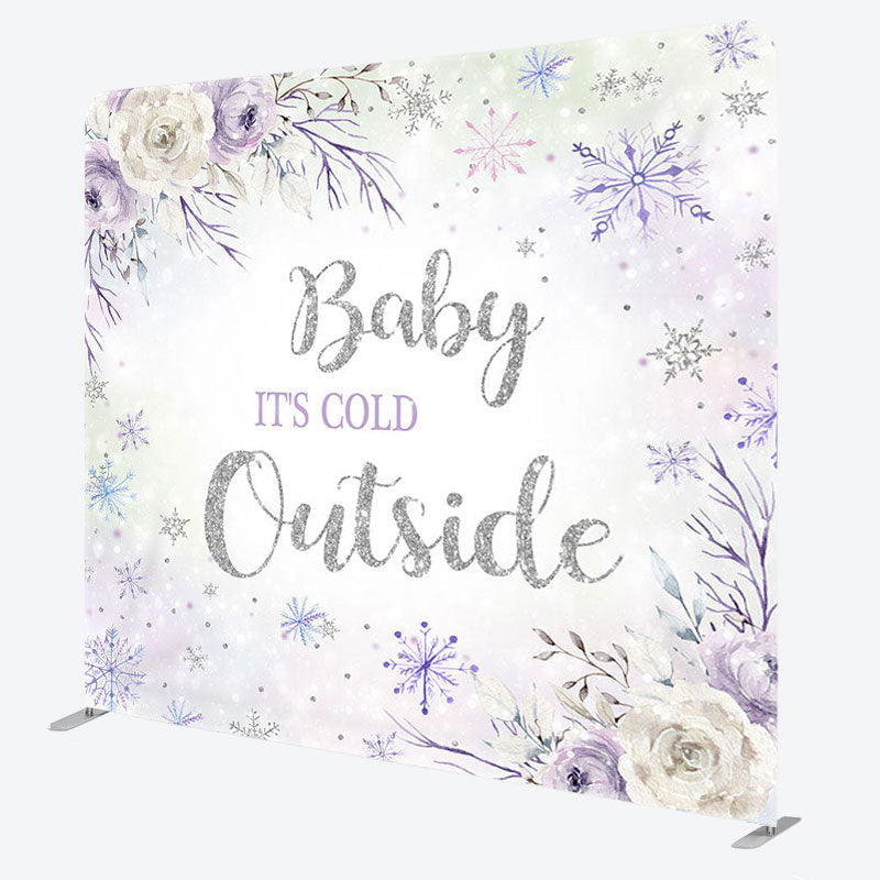 Aperturee - Aperturee Its Cold Snowflake Fabric Backdrop Cover for Baby Shower