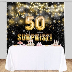 Aperturee - Aperturee Its Surprise Black Gold Bokeh 50th Birthday Backdrop