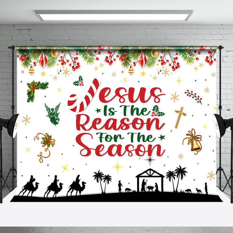 Aperturee - Aperturee Jesus Is The Reason Leaves Cherry Xmas Backdrop