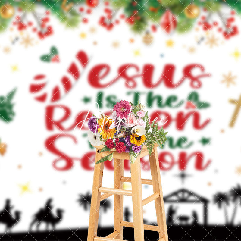 Aperturee - Aperturee Jesus Is The Reason Leaves Cherry Xmas Backdrop