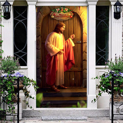 Aperturee - Aperturee Jesus Knocking The Door Merry Christmas Door Cover