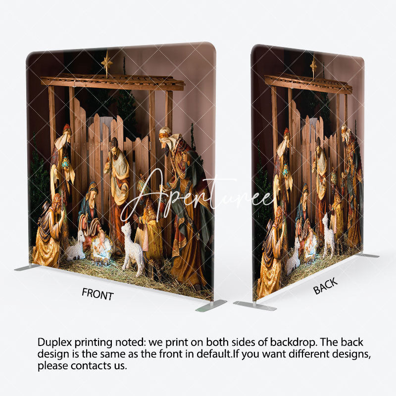 Aperturee - Aperturee Jesus Nativity Lamb Straw Christmas Pillow Case Backdrop