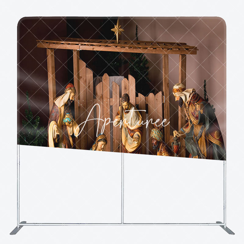 Aperturee - Aperturee Jesus Nativity Lamb Straw Christmas Pillow Case Backdrop