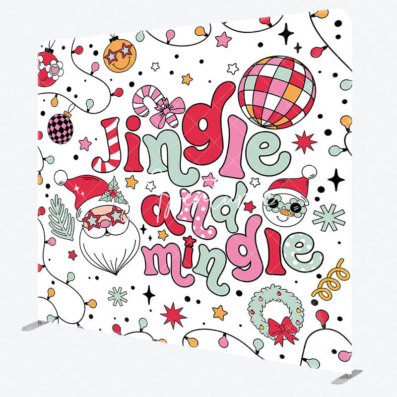 Aperturee - Aperturee Jingle Mingle Merry Christmas Tension Fabric Backdrop