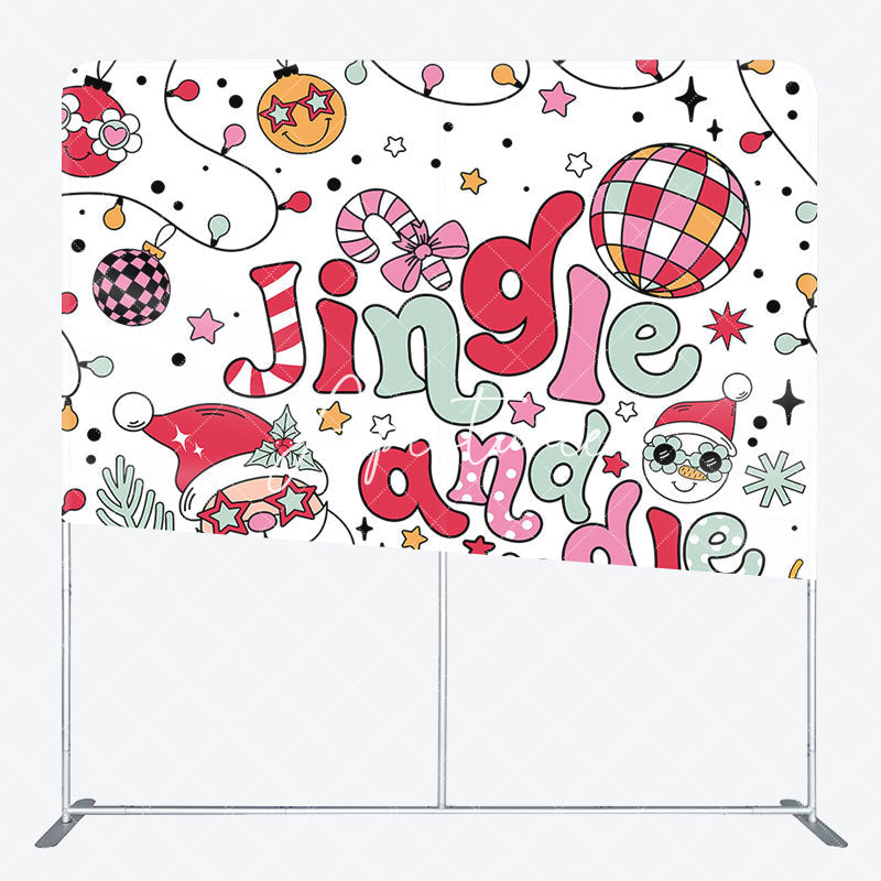 Aperturee - Aperturee Jingle Mingle Merry Christmas Tension Fabric Backdrop