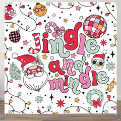 Aperturee - Aperturee Jingle Mingle Merry Christmas Tension Fabric Backdrop