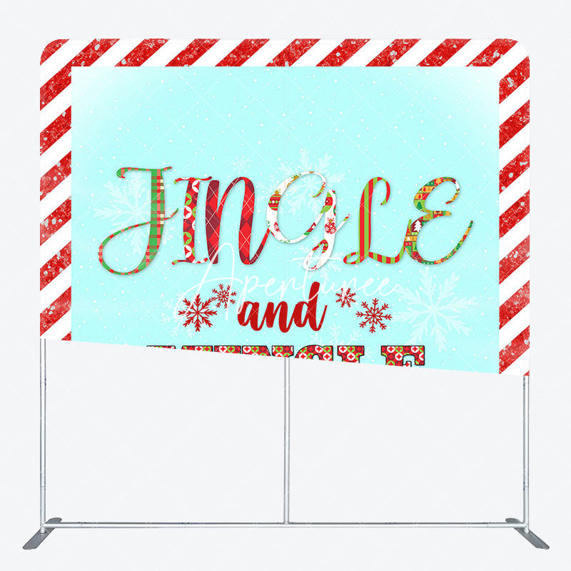 Aperturee - Aperturee Jingle Mingle Snow Red White Pillow Case Backdrop