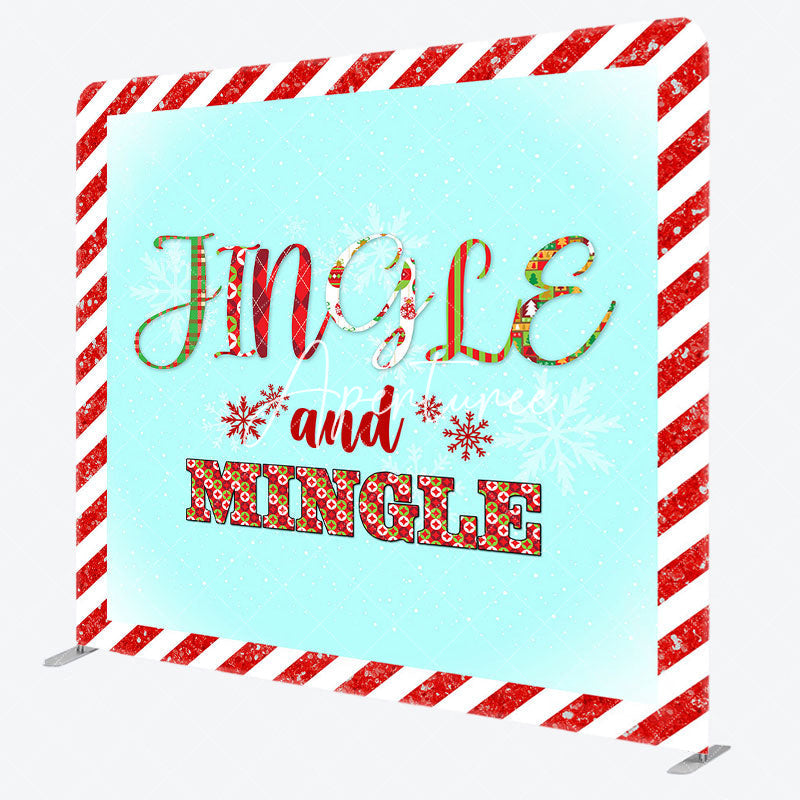 Aperturee - Aperturee Jingle Mingle Snow Red White Pillow Case Backdrop