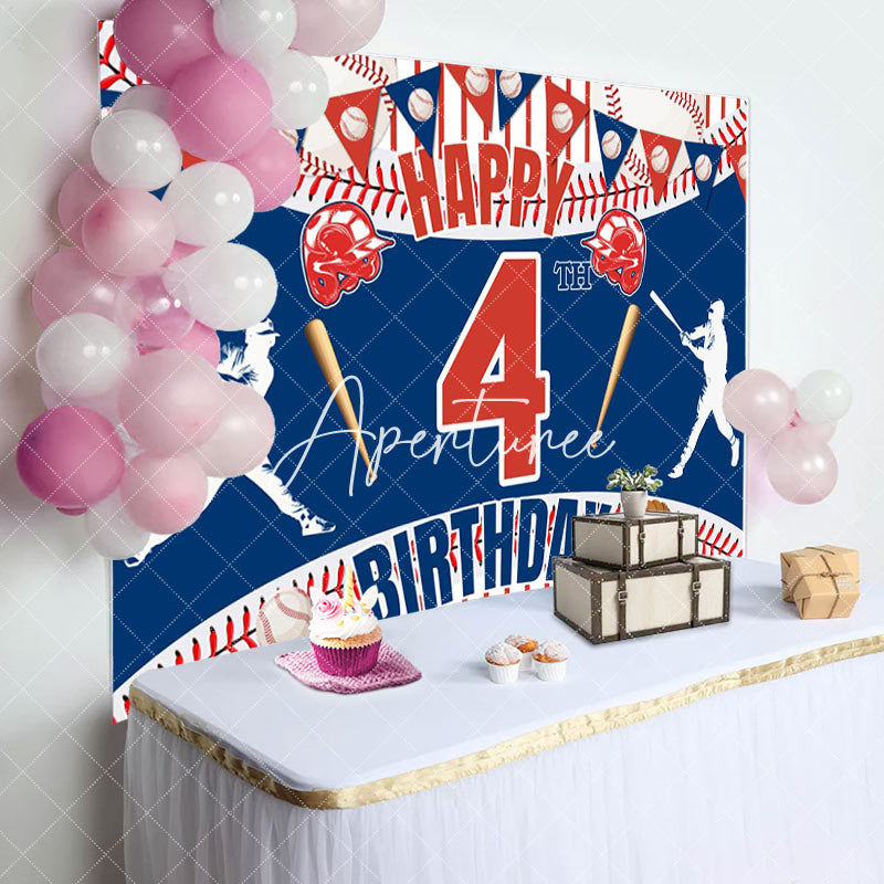 Aperturee - Aperturee Jolly Baseball 4Th Birthday Celebration Backdrop