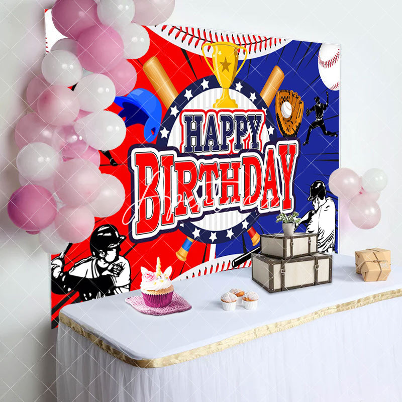 Aperturee - Aperturee Jolly Baseball Birthday Celebration Trophy Backdrop