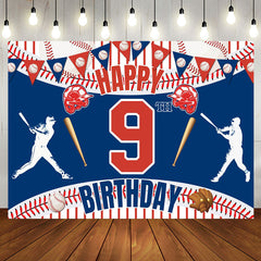 Aperturee - Aperturee Joyful Baseball Themed 9Th Birthday Festive Backdrop