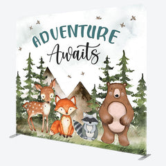 Aperturee - Aperturee Jungle Adventure Awaits Fabric Backdrop Cover for Birthday