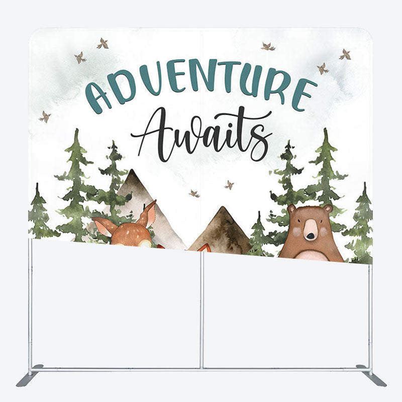 Aperturee - Aperturee Jungle Adventure Awaits Fabric Backdrop Cover for Birthday