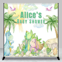 Aperturee - Aperturee Jungle Tree Dinosaur Custom Name Baby Shower Backdrop