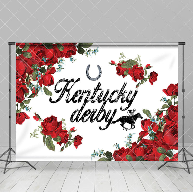 Aperturee - Aperturee Kentucky Derby Red Rose White Photo Booth Backdrop