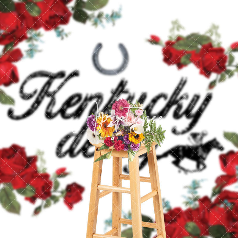 Aperturee - Aperturee Kentucky Derby Red Rose White Photo Booth Backdrop