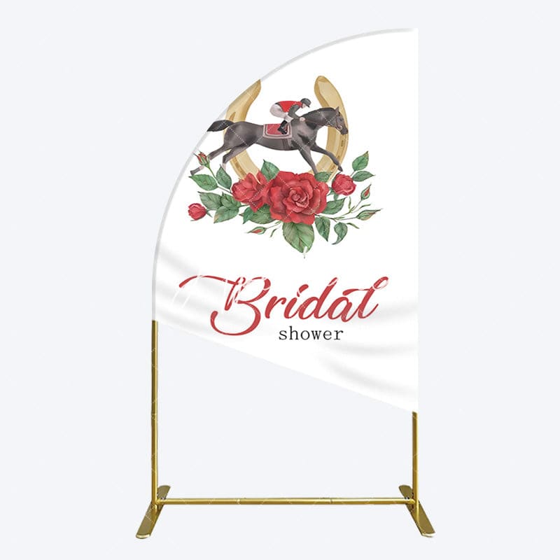 Aperturee - Aperturee Kentucky Derby Rose Leag Bridal Shower Half Moon Arch Backdrop