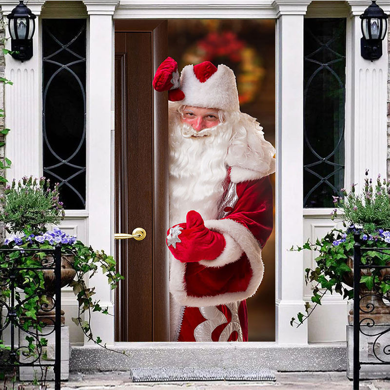 Aperturee - Aperturee Kindly Santa Claus Blurry Christmas Vibe Door Cover