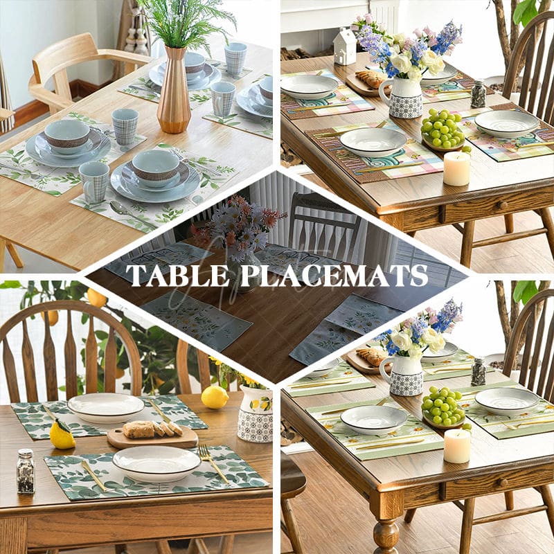 Aperturee - Aperturee Kiwi Slices Fruit Set of 4 Placemats For Dining