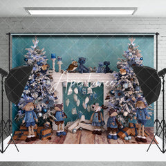 Aperturee - Aperturee Lake Blue Toys Christmas Tree Photo Backdrop