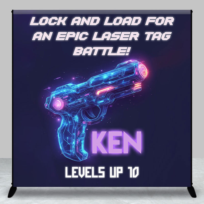 Aperturee - Aperturee Laser Tag Games Custom Name 10th Birthday Backdrop